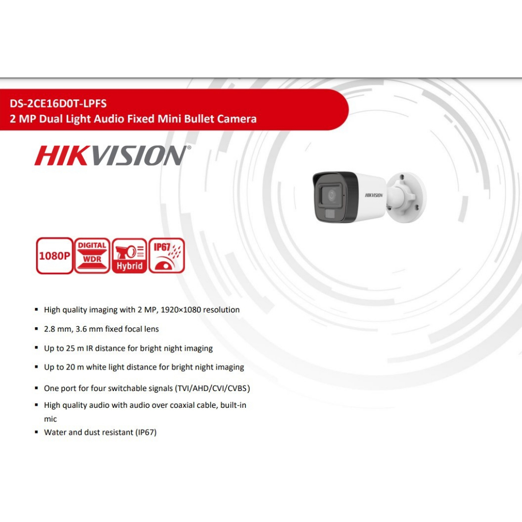 Cámara Hikvision DS-2CE16D0T-LPFS, 2.8MM, DE 2 MP - Imagen 3