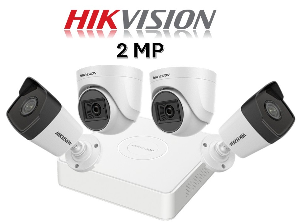 Combo 4 Cámaras de Seguridad Hikvision 2 Megapixeles