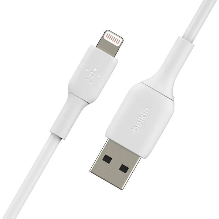 Cable Marca Belkin USB-A a Lightning Modelo CAA001 de 1mt color blanco y negro - Imagen 3