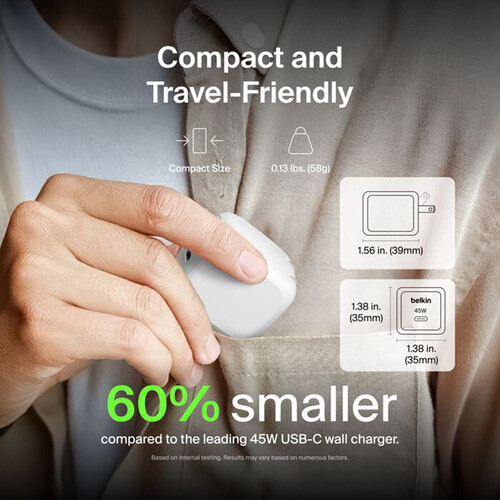 Cargador de pared USB-C Belkin BoostCharge de 45 W - Imagen 8
